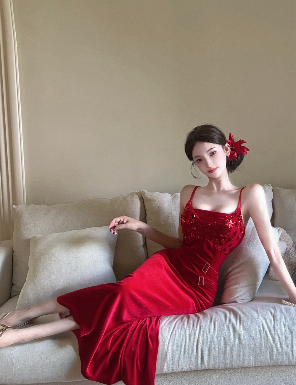 Sexy sequins formal dress autumn dress for women