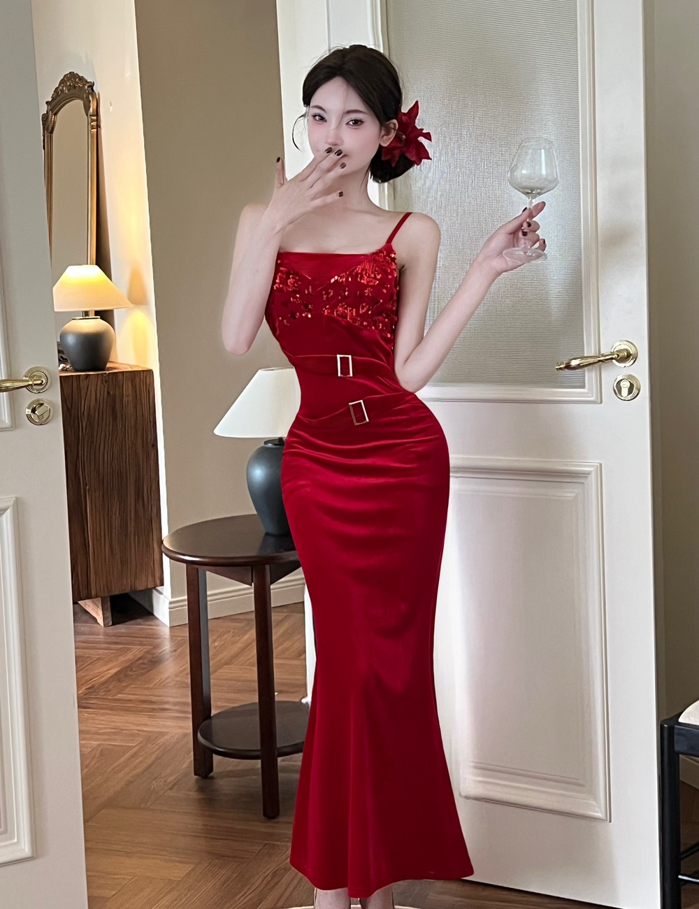 Sexy sequins formal dress autumn dress for women