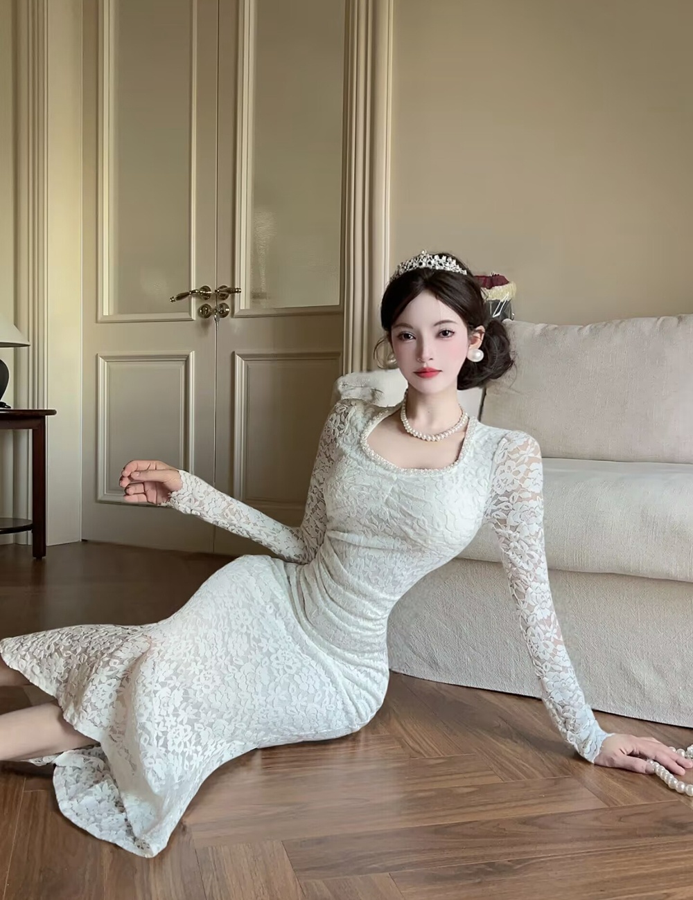 France style set beads formal dress lace dress