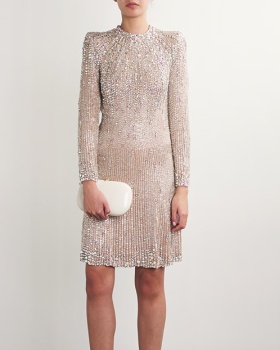 Fashion European style rhinestone autumn elasticity dress