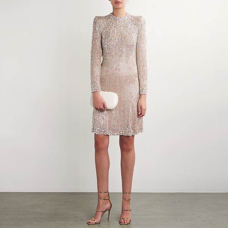 Fashion European style rhinestone autumn elasticity dress