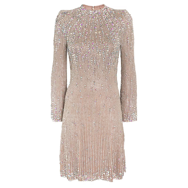Fashion European style rhinestone autumn elasticity dress