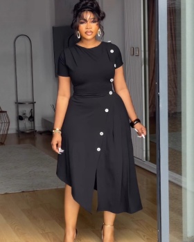 Commuting European style split hem elegant dress