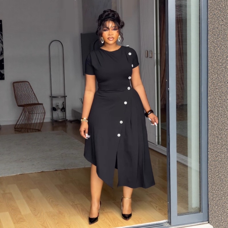 Commuting European style split hem elegant dress