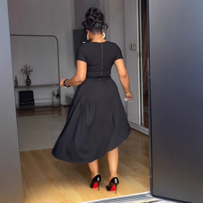 Commuting European style split hem elegant dress