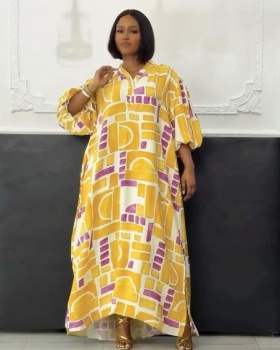 Loose commuting pockets Casual lantern sleeve hem dress