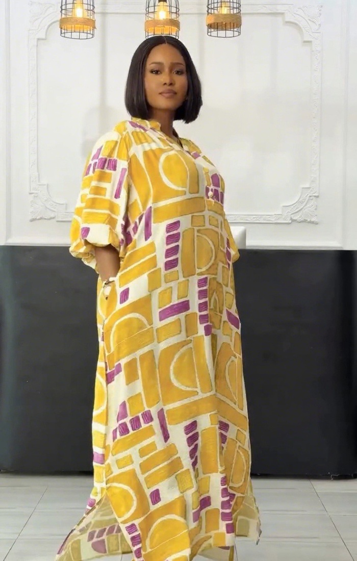Loose commuting pockets Casual lantern sleeve hem dress