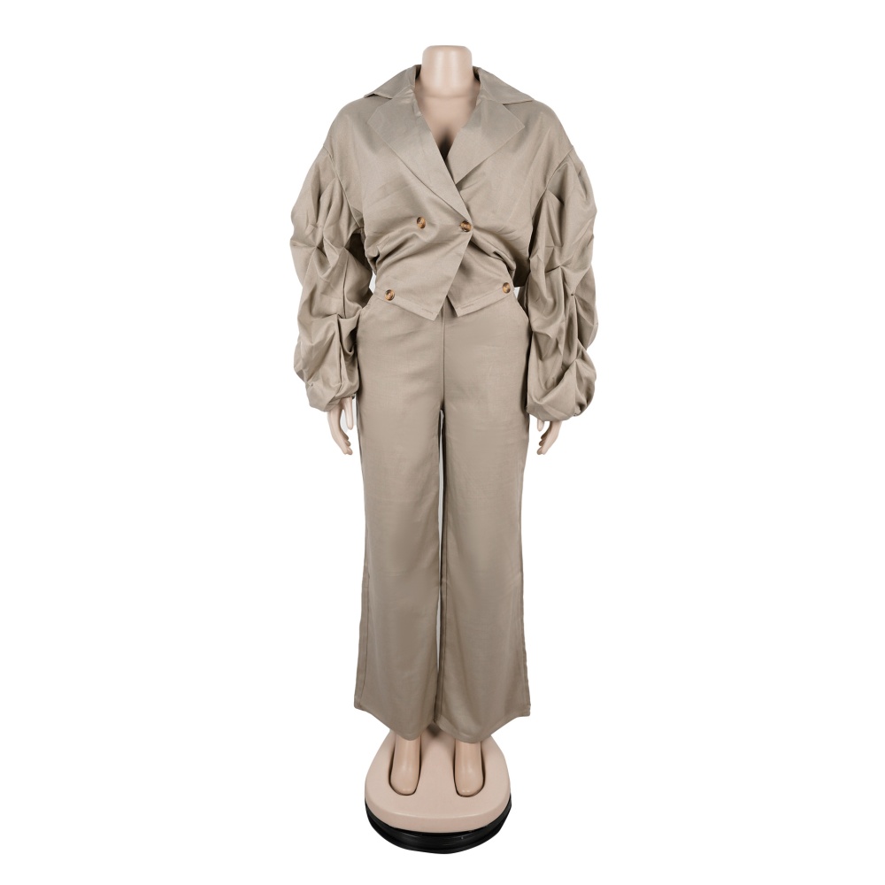 Fold sleeve large lapel Casual suit pants 2pcs set
