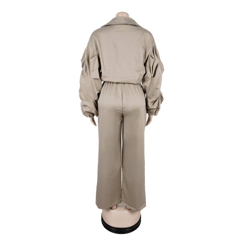 Fold sleeve large lapel Casual suit pants 2pcs set