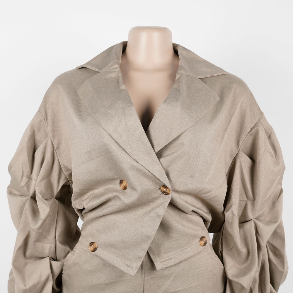 Fold sleeve large lapel Casual suit pants 2pcs set