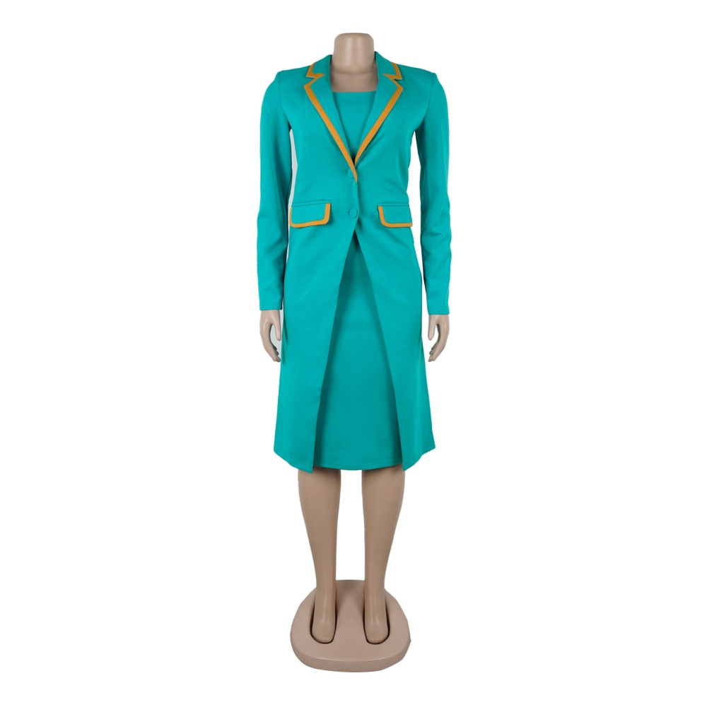 Elasticity pinched waist dress lapel elegant vest 2pcs set