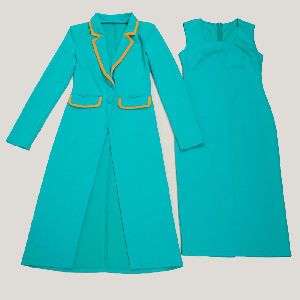 Elasticity pinched waist dress lapel elegant vest 2pcs set