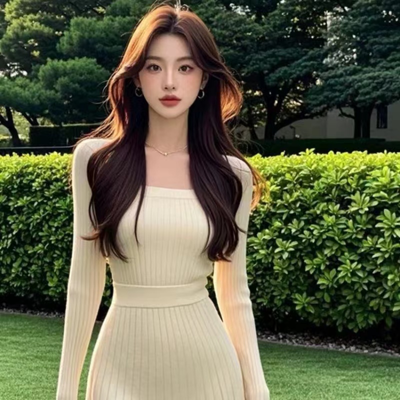 Pinched waist dress temperament T-back for women