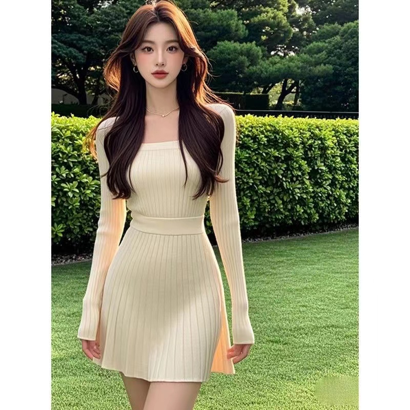 Pinched waist dress temperament T-back for women
