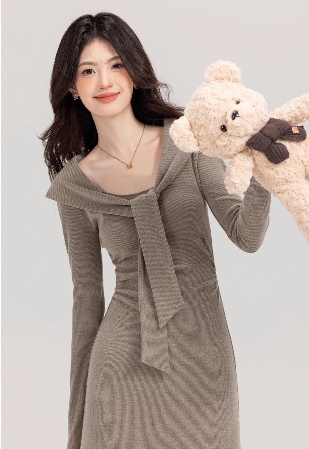 Autumn inside the ride shawl knitted frenum long dress