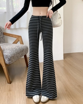 Stripe at home pants drawstring American style long pants