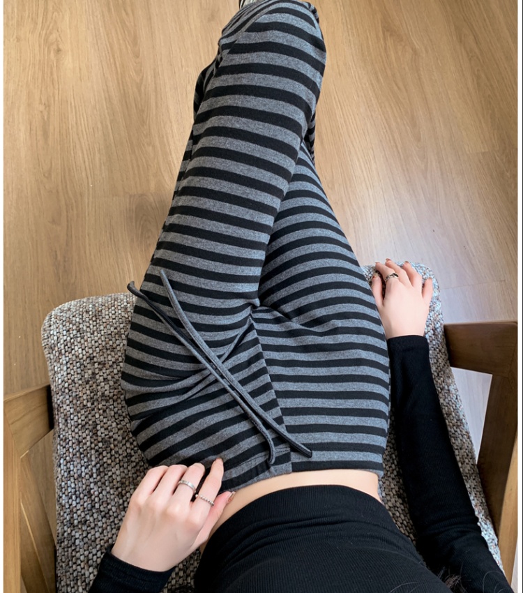 Stripe at home pants drawstring American style long pants