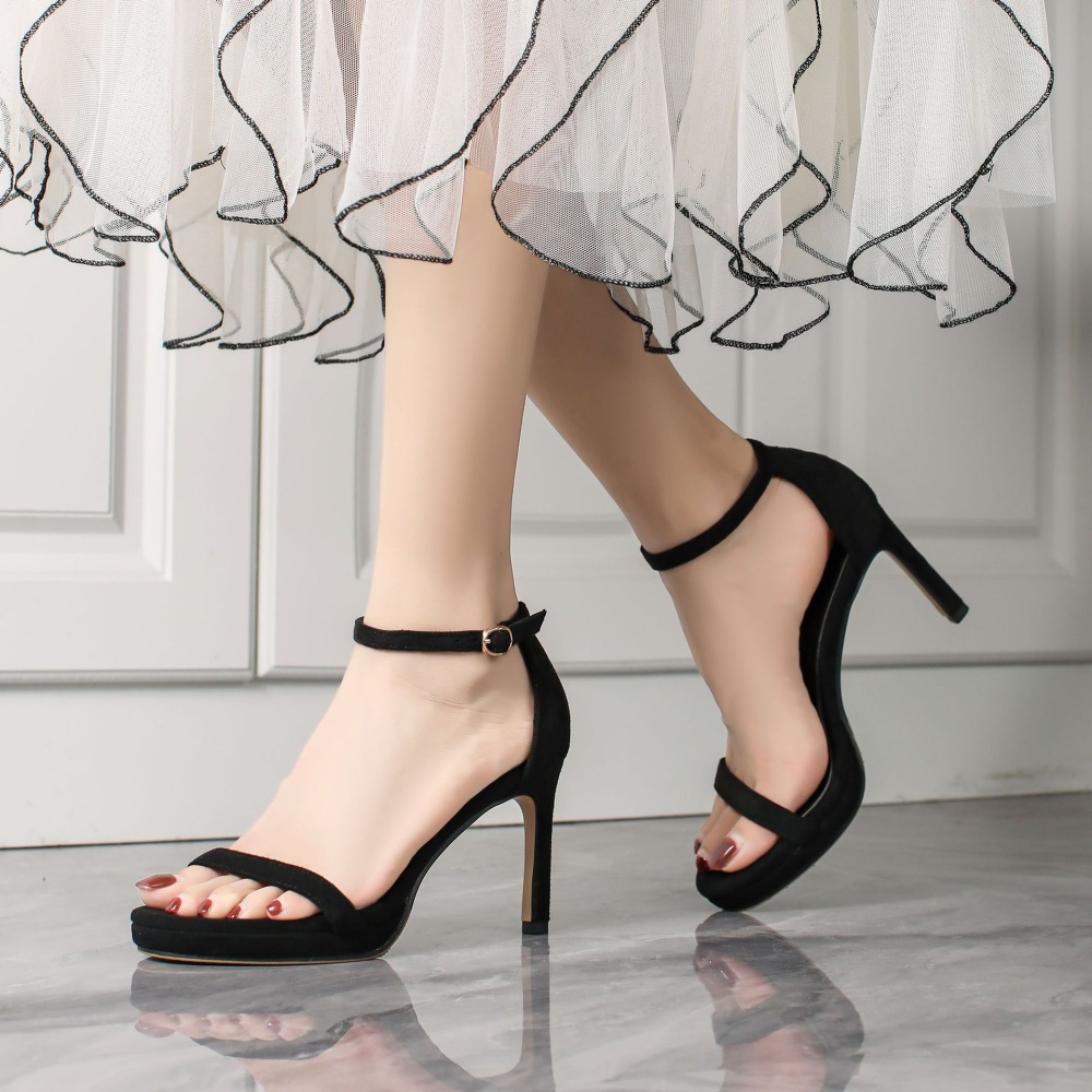 Leather face platform broadcloth sandals for women