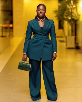 Commuting business suit lapel long pants 2pcs set