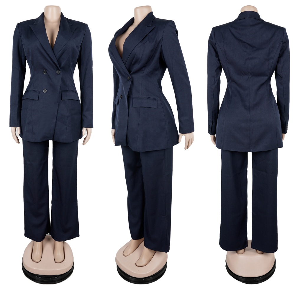 Commuting business suit lapel long pants 2pcs set