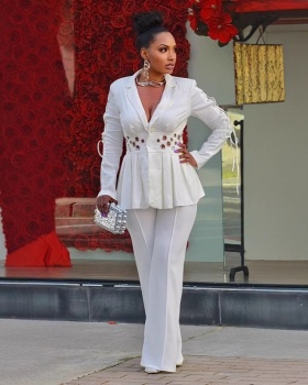 European style pinched waist business suit 2pcs set