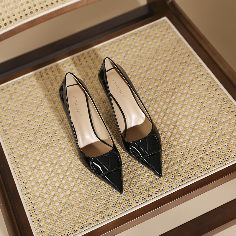 Patent leather shoes high-heeled shoes for women