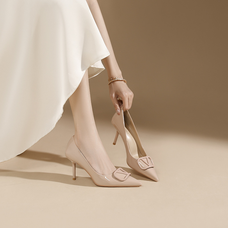 Patent leather shoes high-heeled shoes for women