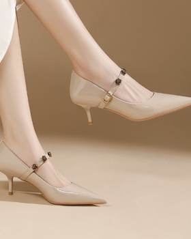 Spring and autumn high-heeled shoes fine-root shoes