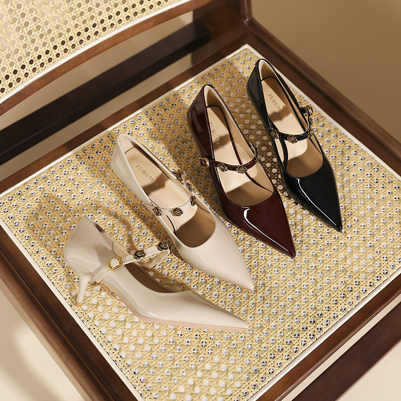 Spring and autumn high-heeled shoes fine-root shoes