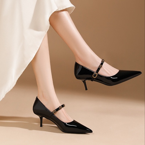 Spring and autumn high-heeled shoes fine-root shoes