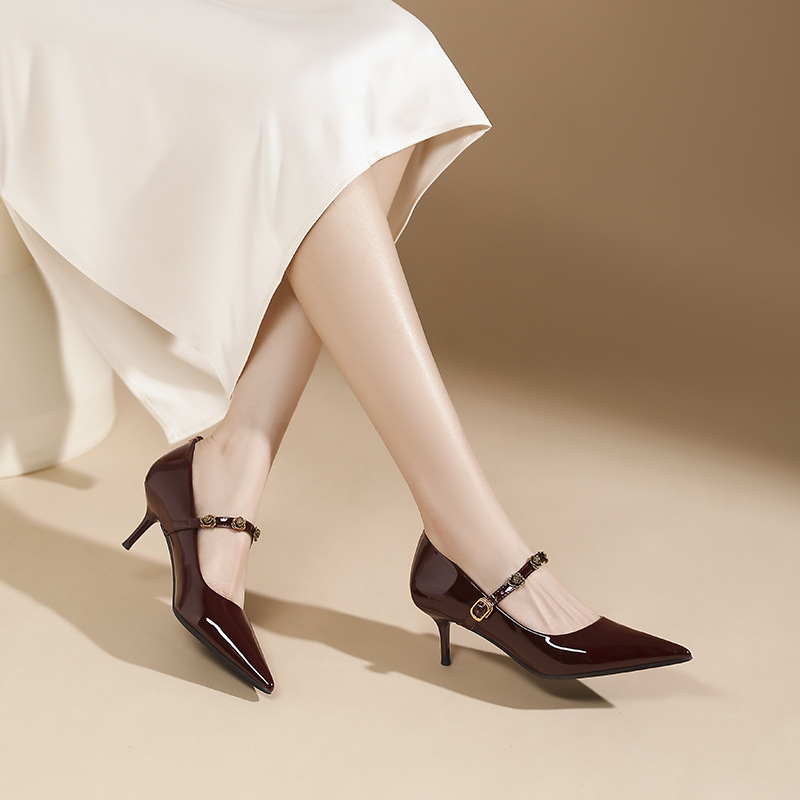Spring and autumn high-heeled shoes fine-root shoes