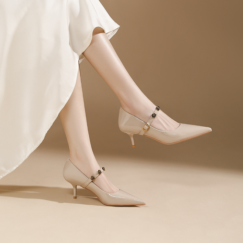 Spring and autumn high-heeled shoes fine-root shoes