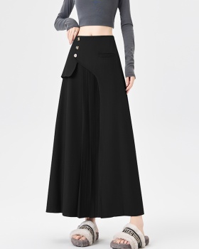 Autumn A-line slim business suit long gray pleated skirt