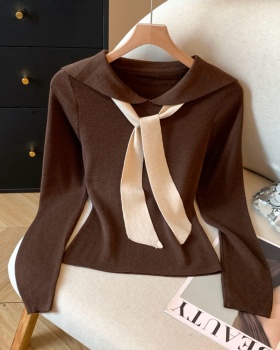 Navy collar shawl enticement sweater for women