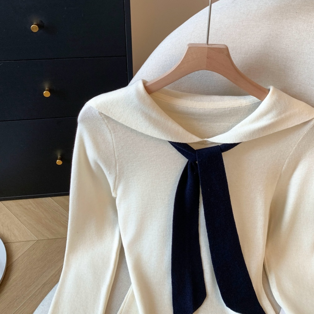 Navy collar shawl enticement sweater for women