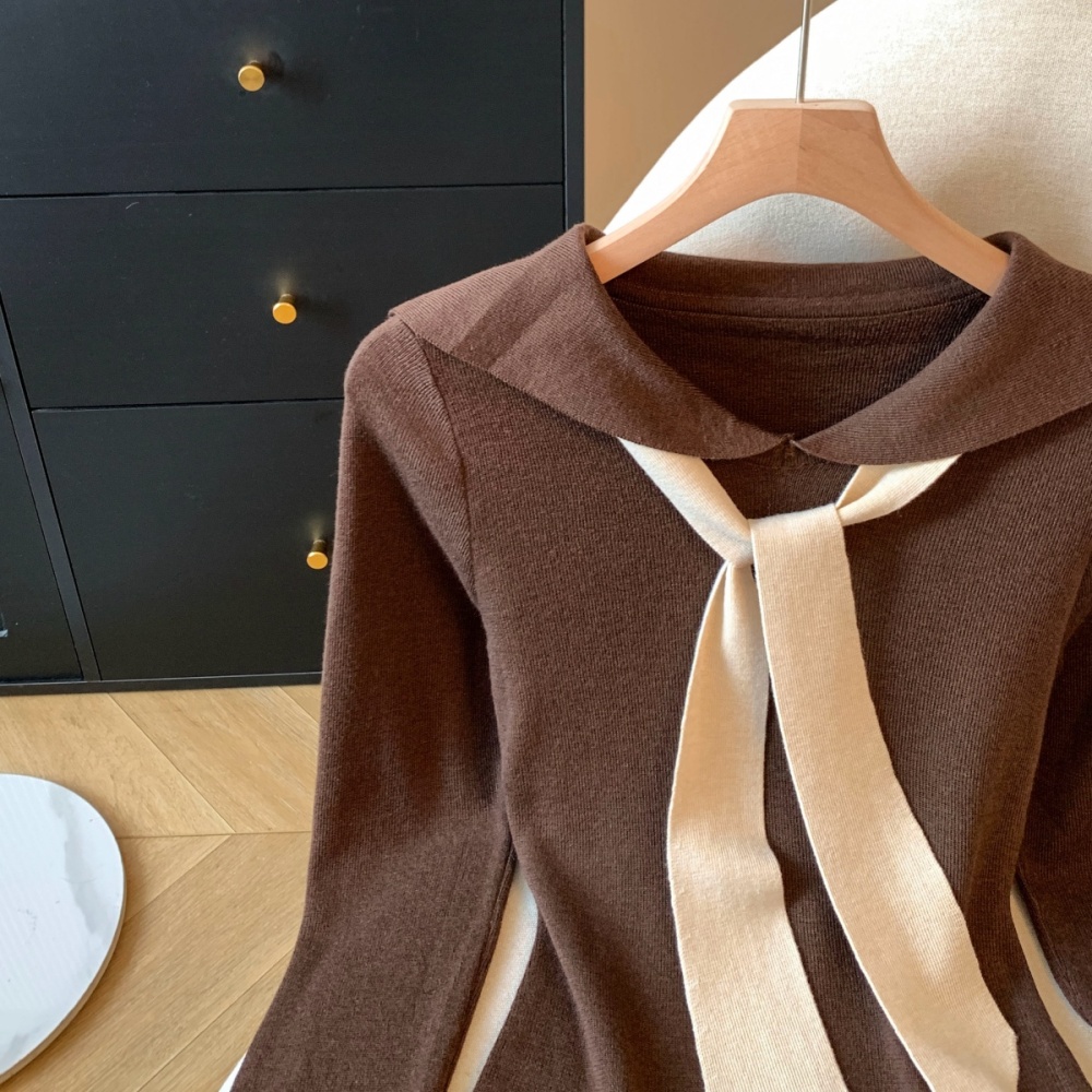 Navy collar shawl enticement sweater for women