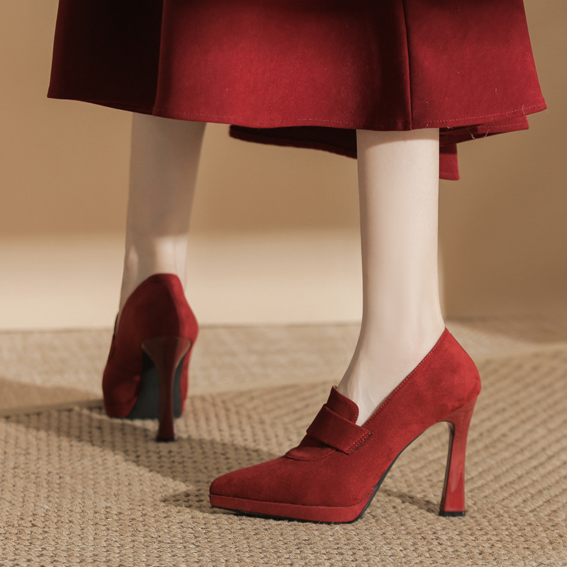 Bride broadcloth shoes red wedding shoes for women