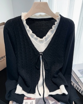Pseudo-two sweater niche cardigan
