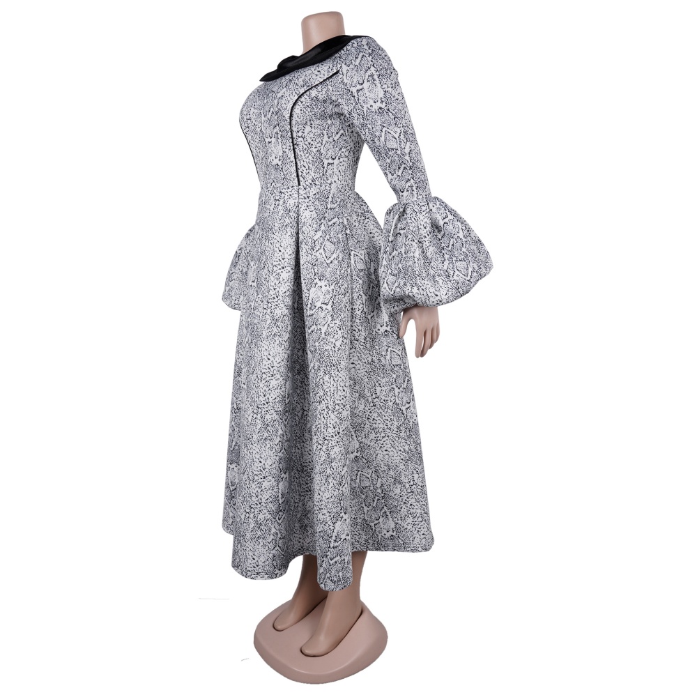 Big skirt lantern sleeve halter lapel elegant dress