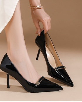 Metal buckles shoes high-heeled shoes for women