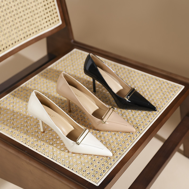 Metal buckles shoes high-heeled shoes for women