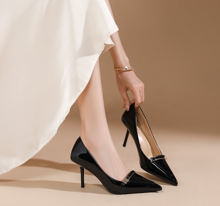 Metal buckles shoes high-heeled shoes for women