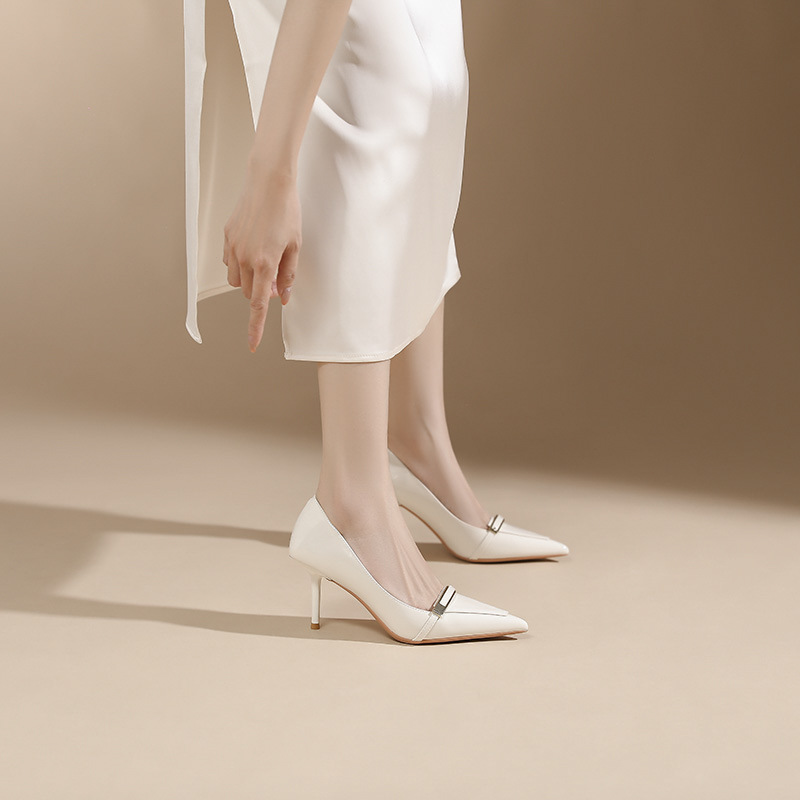 Metal buckles shoes high-heeled shoes for women