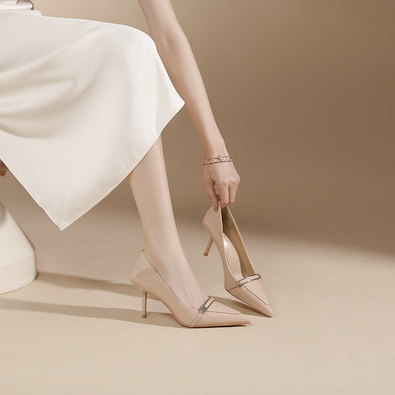 Metal buckles shoes high-heeled shoes for women