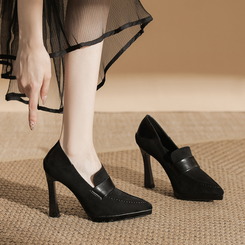 Broadcloth low high-heeled shoes sexy leopard platform
