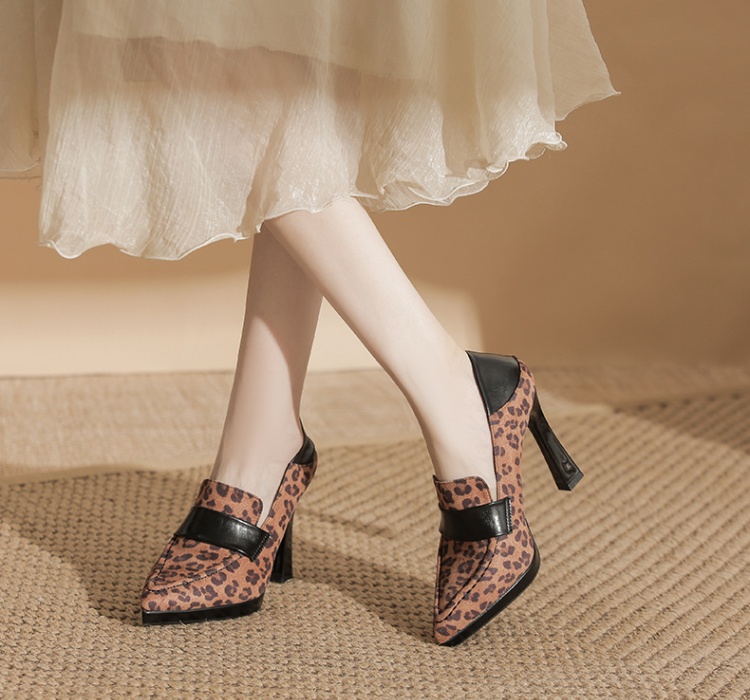 Broadcloth low high-heeled shoes sexy leopard platform