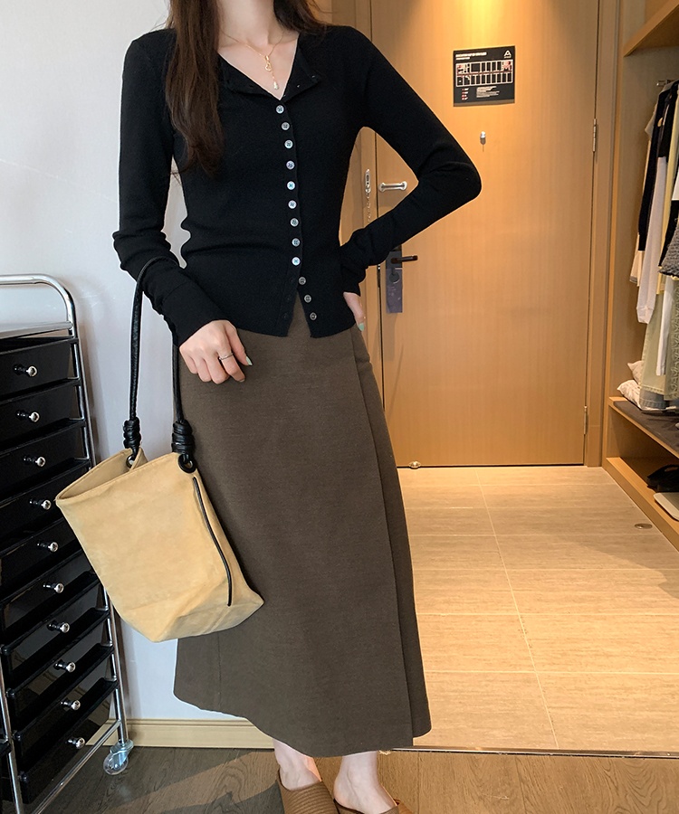 Wool autumn cardigan slim knitted tops for women