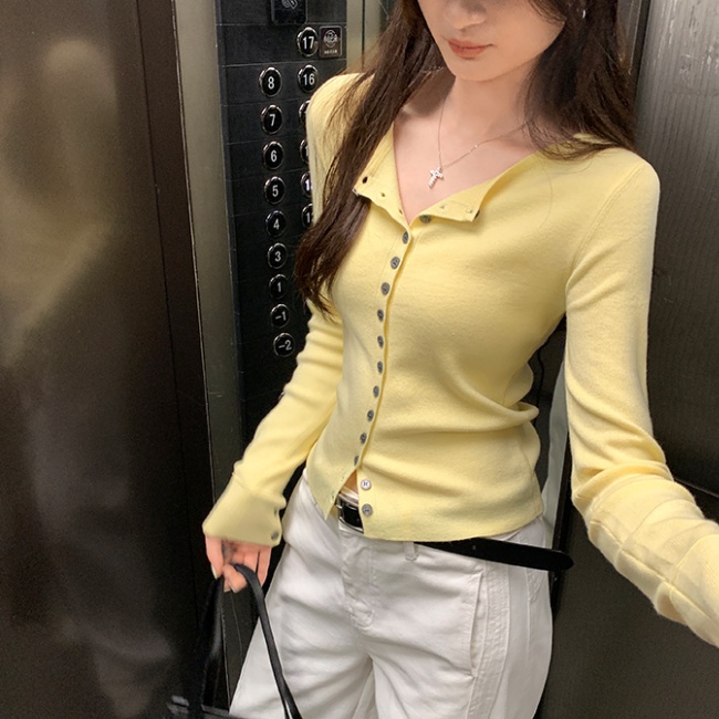 Wool autumn cardigan slim knitted tops for women