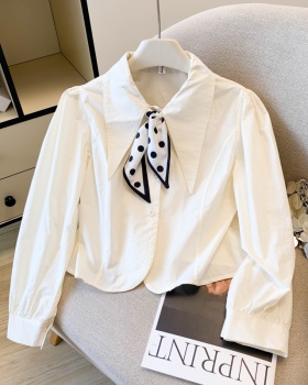 Art polka dot shirt Korean style single-breasted scarves
