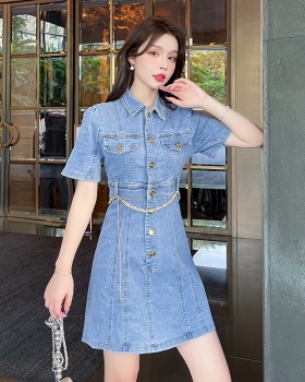 Denim cozy Korean style elasticity slim Casual dress
